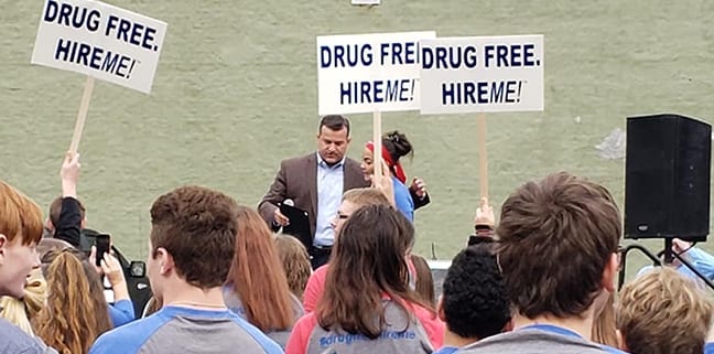 Drug Free Hire Me Rally in downtown Marion Ohio